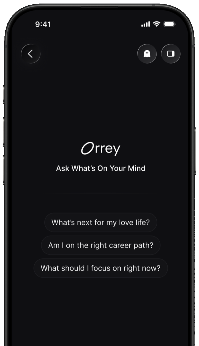 Empty chat screen: Ask what's on your mind, with suggested questions.